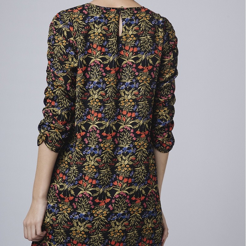 black-shift-dress-floral-print-back