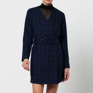 blue check blazer dress