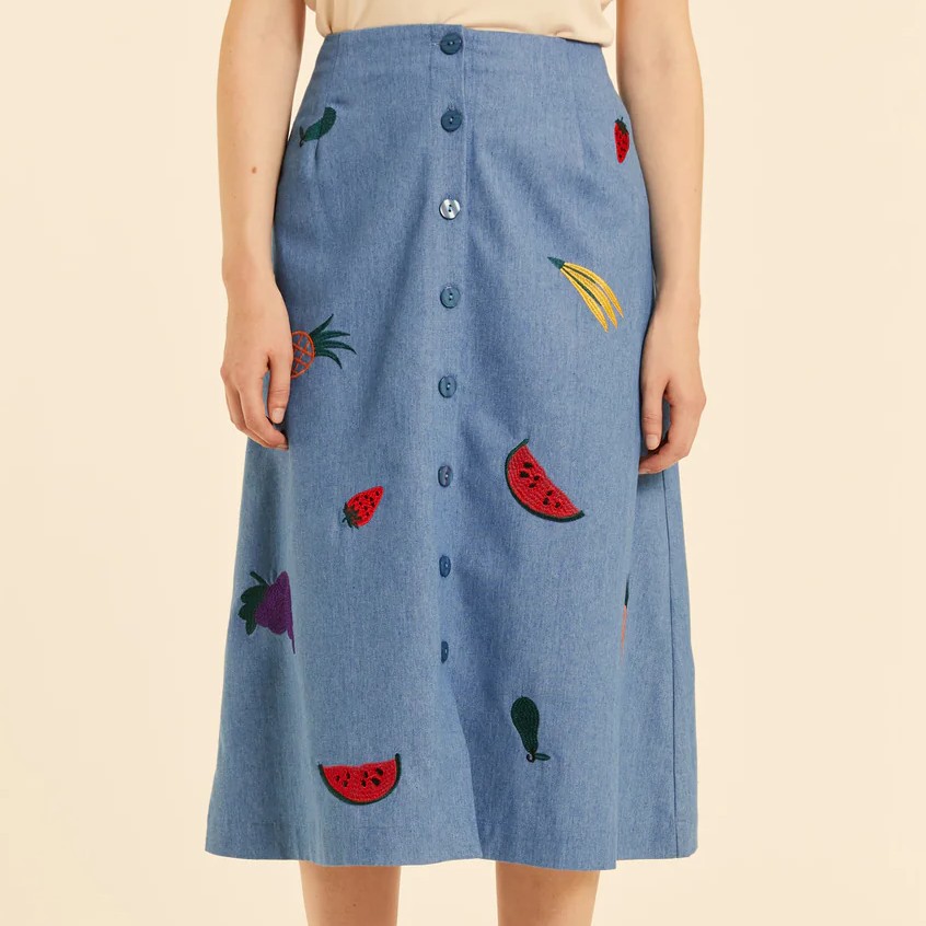 fruits-denim-skirt